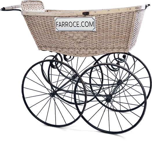 Ancient buggy with sign farroce.com